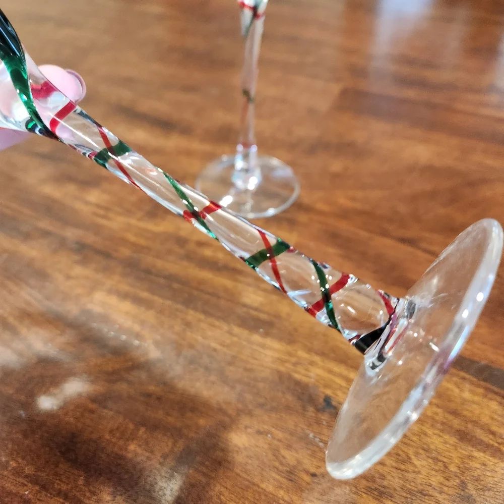 Set of 2 Pier 1 Swirl Stem Holiday Champagne Glass Flutes
